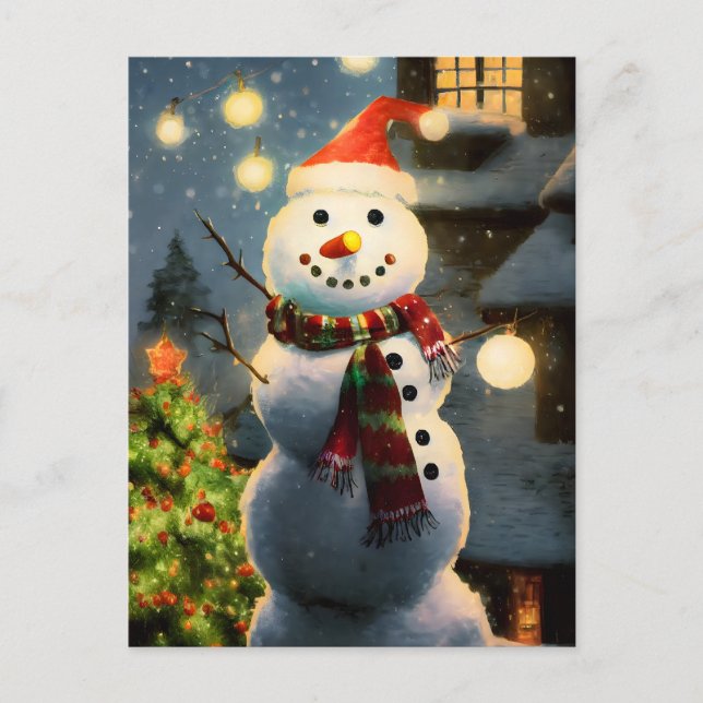 Snowman with gifts postcard (Front)