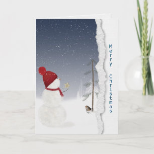 snowman with gold star card