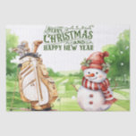 Snowman with golf-themed  golfer Christmas gift<br><div class="desc">Wrap your holiday gifts in style with our "Snowman " golf-themed Christmas tissue paper, designed especially for golf enthusiasts! Featuring a whimsical snowman in golfing attire, joyfully swinging a golf club amidst a winter wonderland backdrop. Delightful golf balls scattered around add a playful touch to this festive scene. Perfect for...</div>