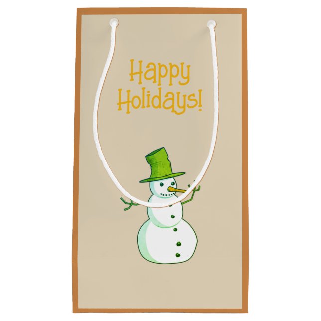 Snowman with green hat Gift Bag (Front)