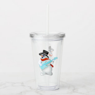 Snowman with Guitar Acrylic Tumbler