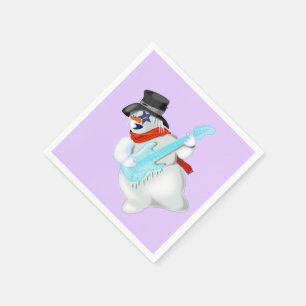 Snowman with Guitar Funny Christmas Napkins