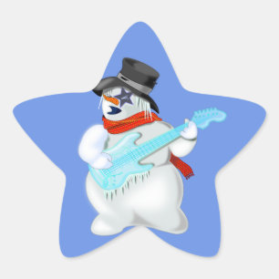 Snowman with Guitar Sticker - Customisable