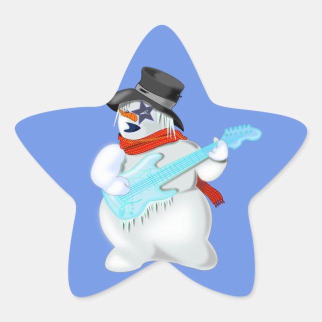 Snowman with Guitar Sticker - Customisable (Front)