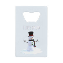 Snowman with hat and scarf. I Love Snow