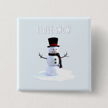 Snowman with hat and scarf. I Love Snow