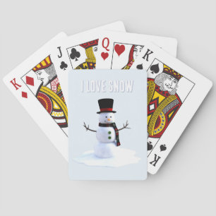Snowman with hat and scarf. I Love Snow Playing Cards