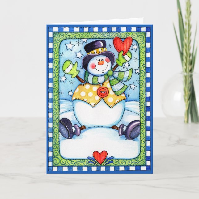 Snowman with Heart - Greeting Card (Front)