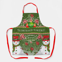 Snowman with Holly Berries and YOUR NAME on GREEN