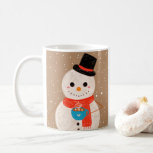 Snowman With Hot Chocolate Coffee Mug