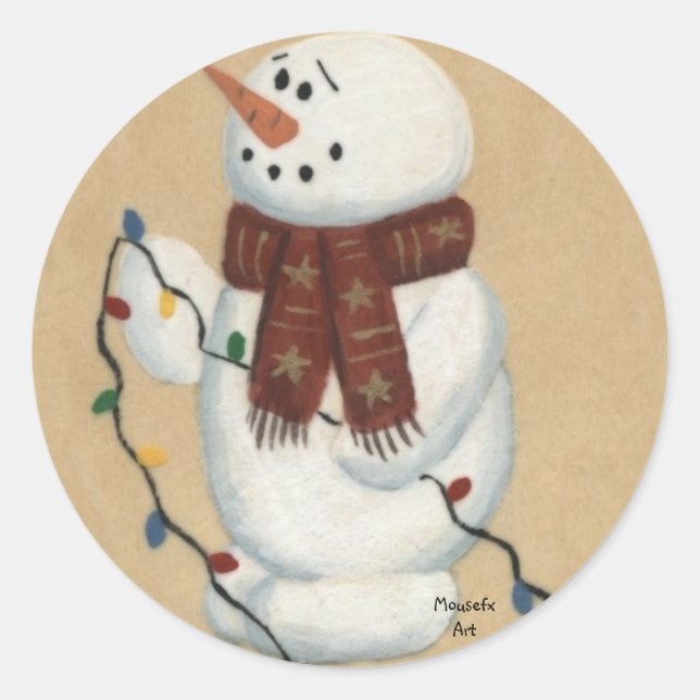 Snowman With Lights Sticker (Front)