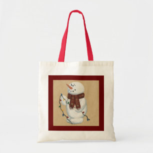 Snowman With Lights Tote Bag