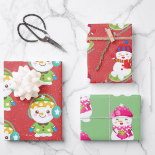 Snowman with Matching Back Wrapping Paper Sheet