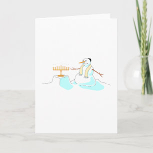 Snowman With Menorah Holiday Card