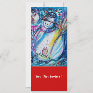 SNOWMAN WITH OWL , Christmas Party Invitation