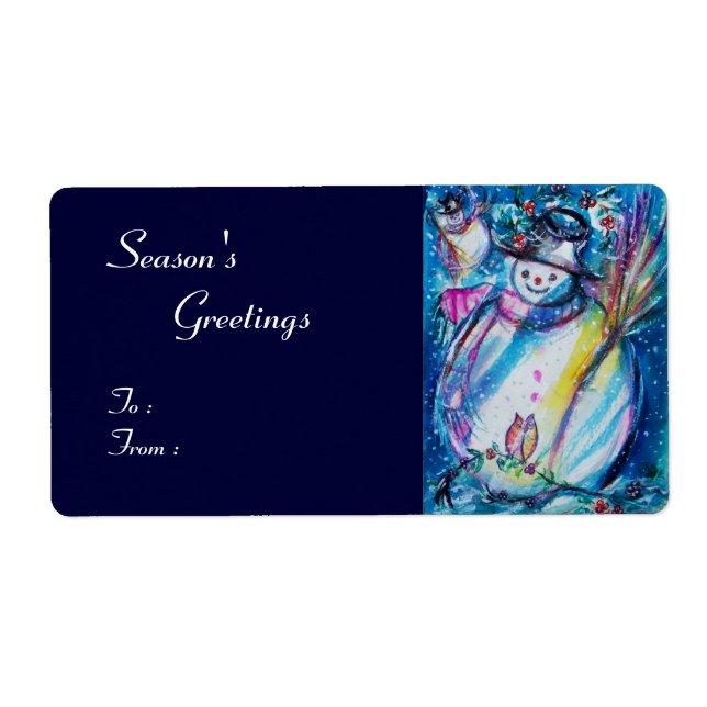 SNOWMAN WITH OWL , white blue red (Front)