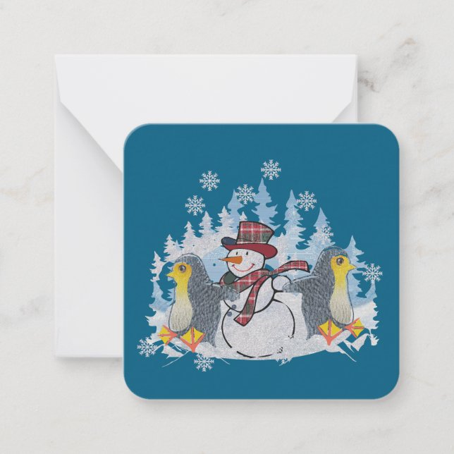 Snowman with Penguins Card (Front)