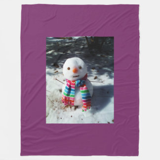 Snowman with Rainbow Scarf Fleece Blanket