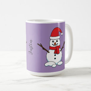 Snowman with Red Bonnet and Scarf Coffee Mug