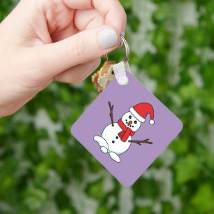 Snowman with Red Bonnet and Scarf Key Ring