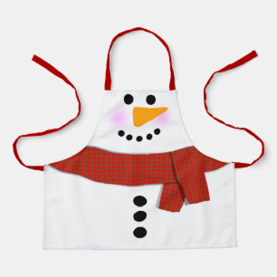 Snowman With Red Scarf Christmas Apron