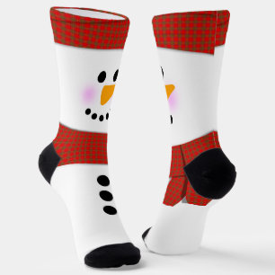 Snowman With Red Scarf Christmas Socks