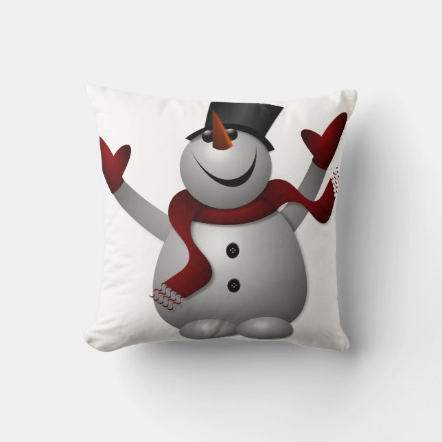 Snowman with Red Scarf Pillow (Front)