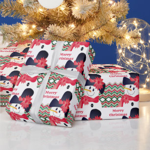 Snowman With Red Wrapping Paper