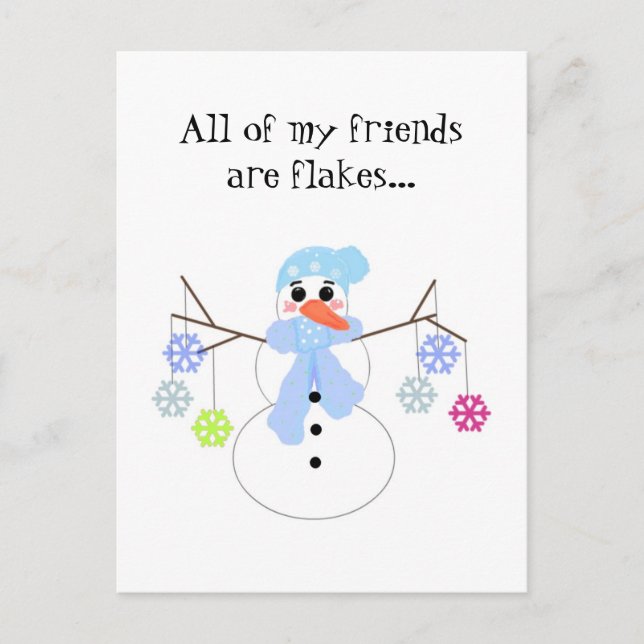 Snowman with Snowflake Friends Postcard (Front)