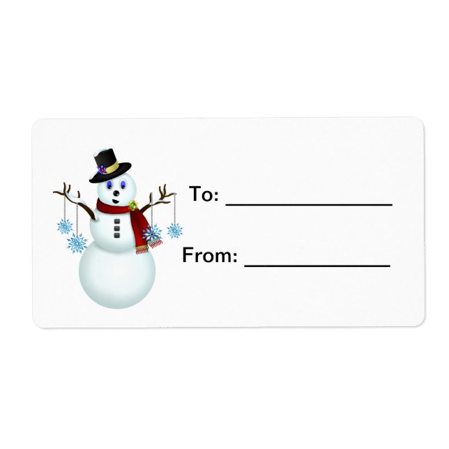 Snowman with Snowflakes Gift Tag (Front)