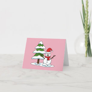 Snowman with Snowy Pine Tree Card