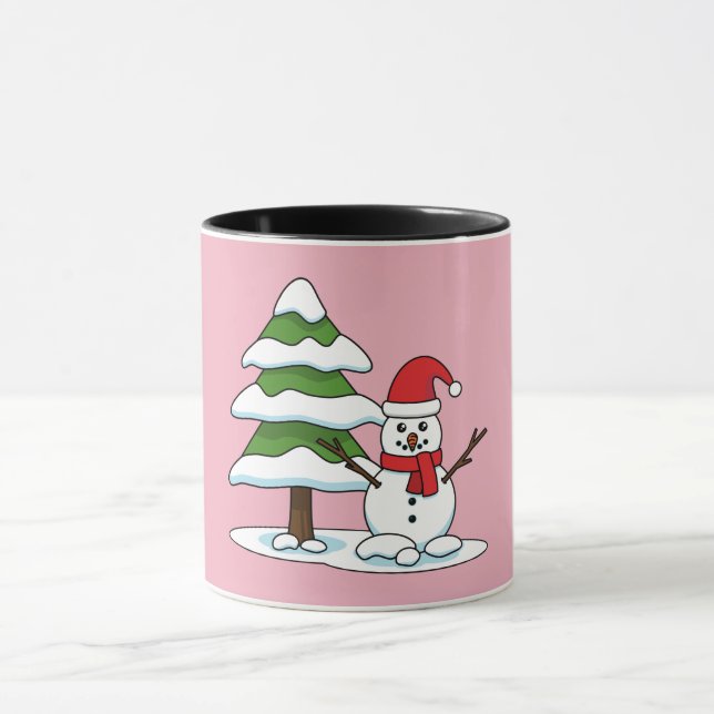 Snowman with Snowy Pine Tree Mug (Center)