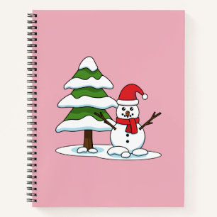 Snowman with Snowy Pine Tree Notebook