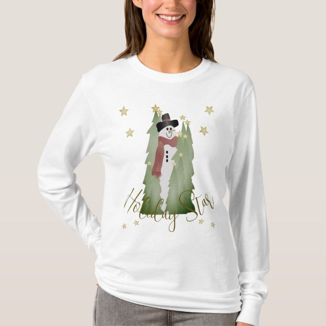 Snowman With Stars T-Shirt (Front)