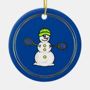 Snowman with Tennis Rackets Christmas Ornament