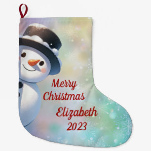 Snowman with top Hat Large Christmas Stocking