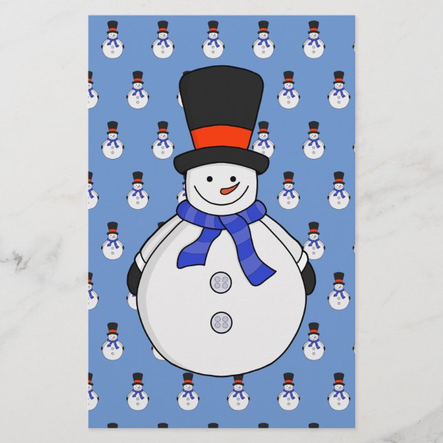 Snowman with top hat stationery (Front)
