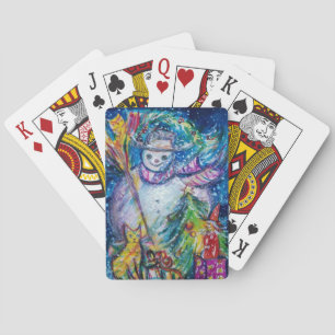 SNOWMAN WITH TOYS PLAYING CARDS
