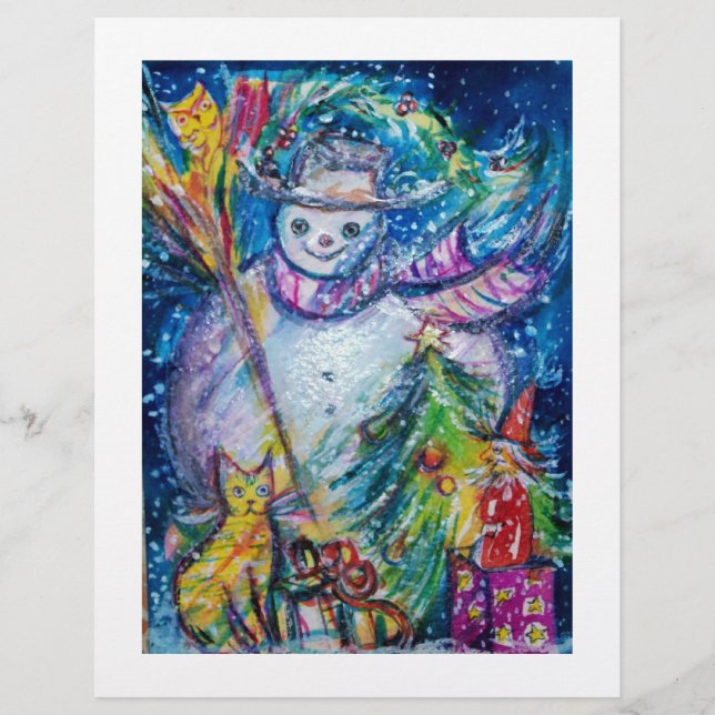 SNOWMAN WITH TOYS, white blue yellow Flyer (Front)