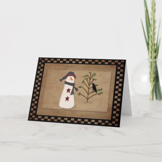 Snowman With Tree Christmas Card (Front)