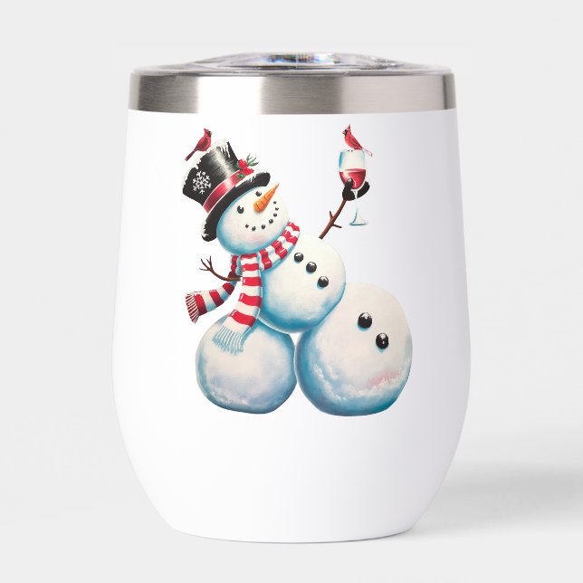 Snowman With Wine Christmas Funny Xmas Gift (Front)