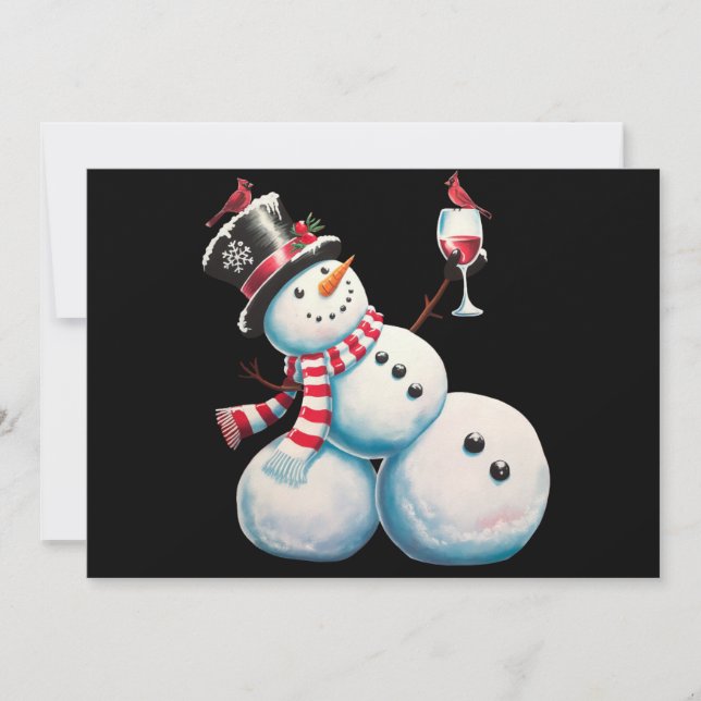 Snowman With Wine Christmas Funny Xmas Gift Holiday Card (Front)