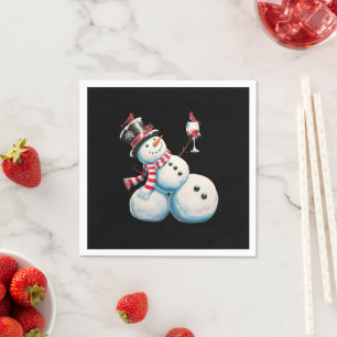 Snowman With Wine Christmas Funny Xmas Gift Napkin