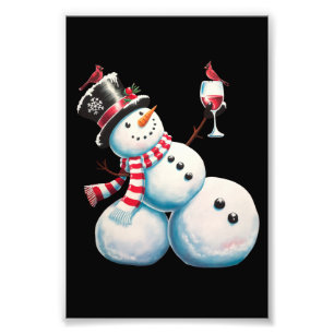 Snowman With Wine Christmas Funny Xmas Gift Photo Print