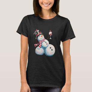 Snowman With Wine Christmas Funny Xmas Gift T-Shirt