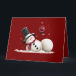 Snowman With Wine Christmas Gift Xmas Holiday  Card<br><div class="desc">Snowman With Wine Christmas Gift Xmas Holiday</div>