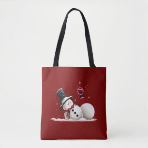 Snowman With Wine Christmas Gift Xmas Holiday  Tote Bag