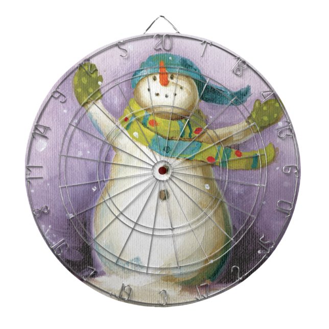 Snowman with Winter Mittens Dartboard (Front)
