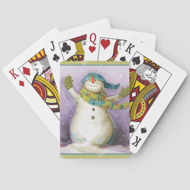 Snowman with Winter Mittens Playing Cards (Back)