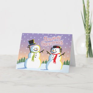 Snowman & Woman Holiday Card